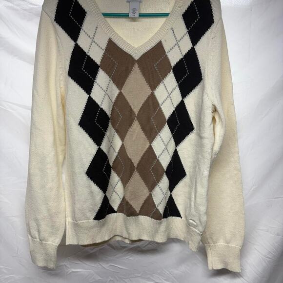 Izod Cream brown argyle sweater - Picture 1 of 4